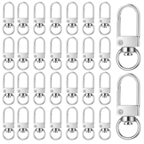 30 Stück Schlüsselringe in Gold und Silber, Karabiner Schlüsselanhänger Selber Machen aus Metall, Schlüsselkarabiner 360° Drehgelenk für Schlüsselanhänger, DIY, Basteln von Yuomeaz