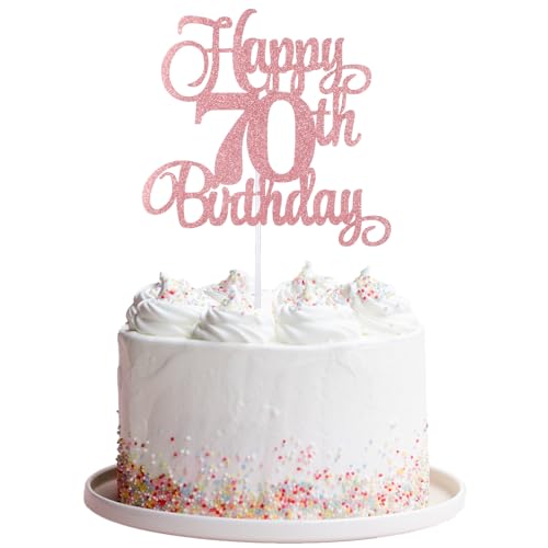 70 geburtstag deko aus Papier, deko 70 geburtstag frau Mann Roségold, cake topper für Happy 70th Birthday, Jubiläumsparty, Kuchendekoration, Zubehör 70 geburtstag deko aus Papier, deko 70 geburtstag frau Mann Roségold, cake topper für Happy 70th Birthday, Jubiläumsparty, Kuchendekoration, Zubehör von Yuomeaz