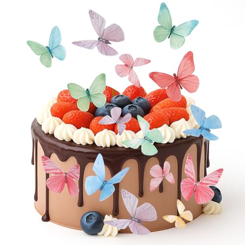 72 Stück Essbare Schmetterlinge für Torte, Esspapier Tortendeko Bunt, Reispapier Tortendeko Schmetterling für Hochzeit, Geburtstag, Taufe 72 Stück Essbare Schmetterlinge für Torte, Esspapier Tortendeko Bunt, Reispapier Tortendeko Schmetterling für Hochzeit, Geburtstag, Taufe von Yuomeaz
