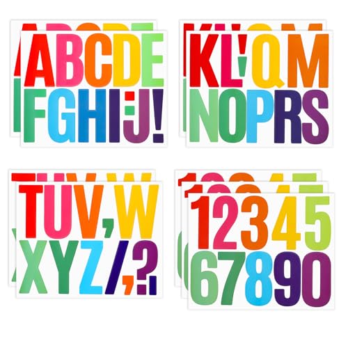 9 Blatt Buchstaben Zahlen Aufkleber, 7,6 cm Bunte Klebebuchstaben Wetterfest, Selbstklebende Buchstaben für Briefkasten Aufkleber Name, Basteln, Schilder, Poster, Fenster von Yuomeaz