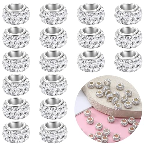 Diamantperlen mit großem Loch, 12 mm, großes Loch, Strassperlen für Schmuckherstellung, breite Löcher, Diamant-Edelsteine für die Herstellung von Schmuck, Armbändern, Halsketten, 50 Stück (weiß) Diamantperlen mit großem Loch, 12 mm, großes Loch, Strassperlen für Schmuckherstellung, breite Löcher, Diamant-Edelsteine für die Herstellung von Schmuck, Armbändern, Halsketten, 50 Stück (weiß) von Yuomeaz