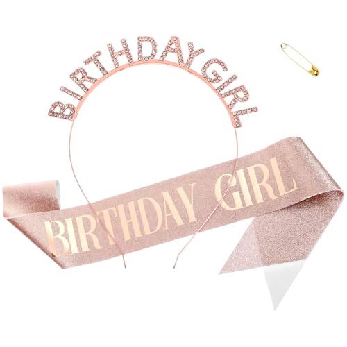 Geburtstag Königin Krone Happy Birthday Tiara und Schärpe für Frauen Glitzer Rose Gold Mädchen Schärpe und Strass Krone Happybirthday Zubehör Geburtstag Königin Krone Happy Birthday Tiara und Schärpe für Frauen Glitzer Rose Gold Mädchen Schärpe und Strass Krone Happybirthday Zubehör von Yuomeaz