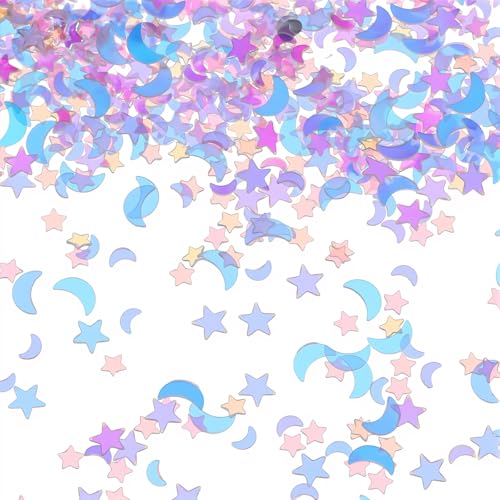 Mond und Stern Konfetti, Stern Mond Glitzer Konfetti für Tisch, Weltraum Sterne Monde Party Konfetti für Hochzeit, Geburtstagsfeier, Festival Dekorationen von Yuomeaz