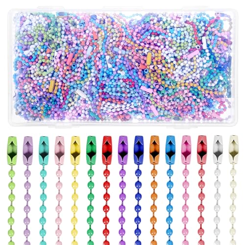 Yuomeaz 220 Stück Kugelkette, 120 mm farbig Edelstahl Perlen Rollenkette mit Verbindungsstück, Gliederkette für Dog Tag Kette, Halskette, Schlüsselanhänger, DIY-Schmuckherstellung Yuomeaz 220 Stück Kugelkette, 120 mm farbig Edelstahl Perlen Rollenkette mit Verbindungsstück, Gliederkette für Dog Tag Kette, Halskette, Schlüsselanhänger, DIY-Schmuckherstellung von Yuomeaz