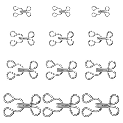 Yuomeaz 80 Stück silberne Haken und Ösen für BHs, 4 Größen, Nähhaken und Ösenverschluss für Kleid, Metallhaken und Ösen für Kleidung, Röcke, Handwerk von Yuomeaz