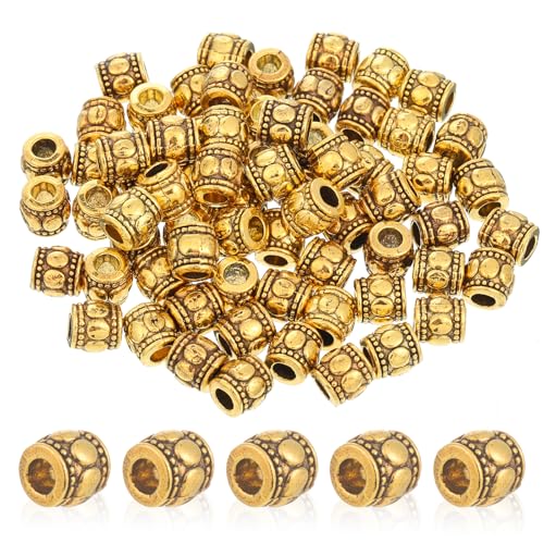 Yuomeaz Abstandshalter in Antikgold, Abstandshalter mit großem Loch, Legierung, runde Röhre, Abstandshalter für Halsketten, Armbänder, DIY-Schmuckherstellung, 100 Stück von Yuomeaz