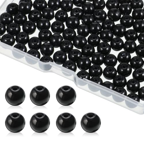 Yuomeaz Schwarze Perlen für Armbänder, 8 mm, schwarze Perlen mit Löchern für Schmuckherstellung, Bastelarbeiten, 100 Stück Yuomeaz Schwarze Perlen für Armbänder, 8 mm, schwarze Perlen mit Löchern für Schmuckherstellung, Bastelarbeiten, 100 Stück von Yuomeaz