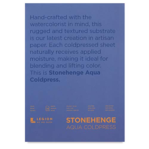 LEGION PAPER SQH140WH Stonehenge Aqua Block Hotpress Pad 25,4 x 25,4 cm, 15 Blatt/Packung, 63,5 kg, Weiß 140 lb, 10-x-10-Inch von Stonehenge