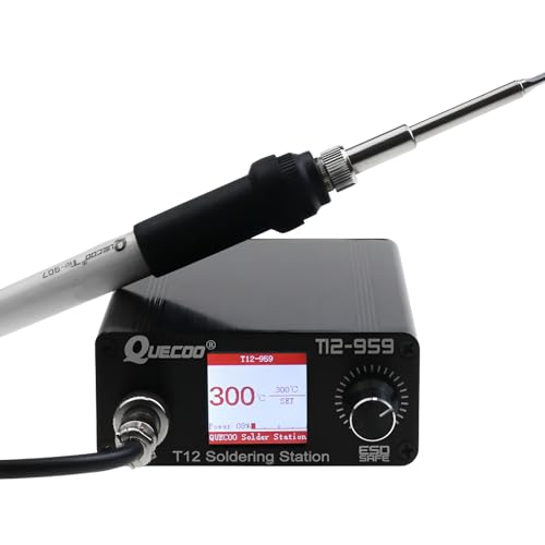 T12-959 V5.1 Lötstation Elektronischer Lötkolben OLED größeres Digitaldisplay und 5-poliger 907 Griff Lötspitze (QUECOO T12-959 Kit I) von YuqiaoTime