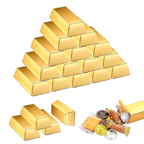 Yuqilin 20 Stück Goldbarren-Süßigkeitenboxen, Dekoration, Partyschatz, Spielzeug, Basteln, Goldbarren-Boxen, Geburtstagsdekoration für Geburtstag, Kindergeburtstags-Süßigkeitenboxen Yuqilin 20 Stück Goldbarren-Süßigkeitenboxen, Dekoration, Partyschatz, Spielzeug, Basteln, Goldbarren-Boxen, Geburtstagsdekoration für Geburtstag, Kindergeburtstags-Süßigkeitenboxen von Yuqilin