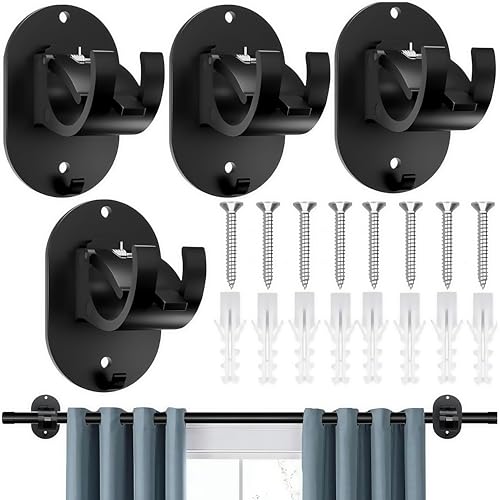 Yuqilin 4 Stück Gardinenstange Ohne Bohren Haken, Vorhang Stange Halterung Verstellbare, Gardinenstange Halterung, Selbstklebend Gardinenstangenhalter, Klebehaken Gardinenhaken für Küche Bad(Schwarz) Yuqilin 4 Stück Gardinenstange Ohne Bohren Haken, Vorhang Stange Halterung Verstellbare, Gardinenstange Halterung, Selbstklebend Gardinenstangenhalter, Klebehaken Gardinenhaken für Küche Bad(Schwarz) von Yuqilin