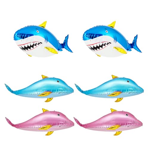 Yuqilin 6 Stück Ozean Deko Ballon, Rosa Delphin Ballon, Luftballons Meerestiere Wasserdicht, Blau Shark Party Deko, für Meerespartys, Kindertage, JubiläEn, Abschlussfeiern Yuqilin 6 Stück Ozean Deko Ballon, Rosa Delphin Ballon, Luftballons Meerestiere Wasserdicht, Blau Shark Party Deko, für Meerespartys, Kindertage, JubiläEn, Abschlussfeiern von Yuqilin