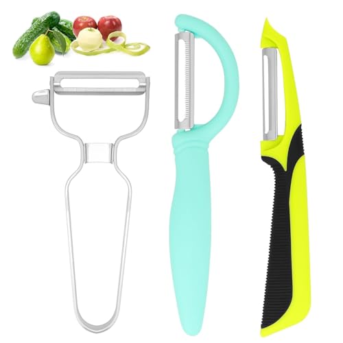 Yuqilin Kartoffelschäler 3 Teiliges Set, Sparschäler Edelstahl, Einfache Bedienung Obstschäler, Nützlich Küchen Gadgets, für Kartoffeln, Birnen, Äpfel, Tomaten, Karotten, Gurken Yuqilin Kartoffelschäler 3 Teiliges Set, Sparschäler Edelstahl, Einfache Bedienung Obstschäler, Nützlich Küchen Gadgets, für Kartoffeln, Birnen, Äpfel, Tomaten, Karotten, Gurken von Yuqilin