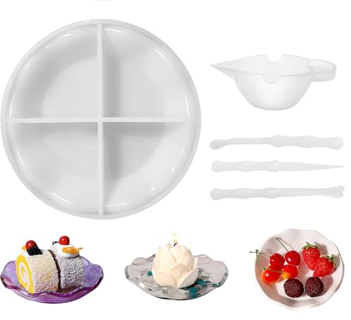 Yuqilin Silikonformen Gießformen Tablett, Epoxidharz Formen, Silicone Mold mit 4 Silikon-Mischwerkzeuge, Resin Formen Teller Schale, UnregelmäßIge Resin Dish Molds von Yuqilin