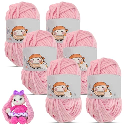 Yuragim Dicke Wolle zum Stricken, Einfach Garn Chenille Chunky Wolle zum Häkeln Dickes Garn Häkelgarn für Anfänger Soft Knitting zum Häkeln und Stricken für Decken, Hüte, Schals, Socken,DIY (Rosa) Yuragim Dicke Wolle zum Stricken, Einfach Garn Chenille Chunky Wolle zum Häkeln Dickes Garn Häkelgarn für Anfänger Soft Knitting zum Häkeln und Stricken für Decken, Hüte, Schals, Socken,DIY (Rosa) von Yuragim