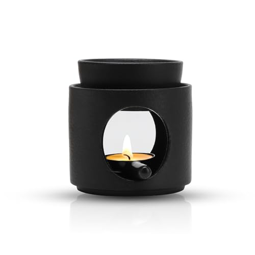 Yuragim Duftlampe aus Keramik mit Teelichthalter, Duftlampe für Ätherische Öle, Räucherstövchen duftlampe Teelicht mit Kerzenlöffel&Abnehmbare Schale, Aromalampe Duftöl und Duftwachs Diffusor, Schwarz Yuragim Duftlampe aus Keramik mit Teelichthalter, Duftlampe für Ätherische Öle, Räucherstövchen duftlampe Teelicht mit Kerzenlöffel&Abnehmbare Schale, Aromalampe Duftöl und Duftwachs Diffusor, Schwarz von Yuragim