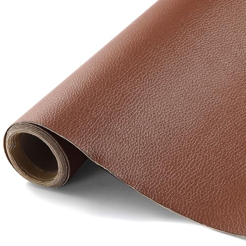 Yuragim Kunstleder Meterware, Wasserdicht Kunstleder Gekörnt Lederimitat Texturiert Lederstoff Meterware 200 x 140cm, Polsterleder Lederimitat für Stuhl Bank Sessel Sofa Autositze Möbelstoff, Braun von Yuragim
