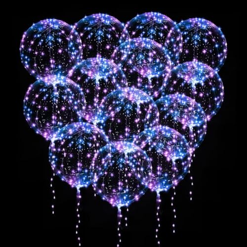 Yuragim Leuchtende Luftballons, 15 Stück LED Ballons, 20 Zoll Bobo Helium Ballons LED Luftballons Wiederverwendbar Luftballon für Weihnachten, Hochzeit, Party, Geburtstag, Valentinstag Dekoration von Yuragim