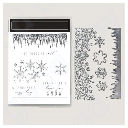 Metall Schneiden Sterben und Stempel Set - Stanzschablonen Weihnachten Stanzformen Silikon Klar Silikonstempel DIY Scrapbooking Kunsthandwerk Stanzen Kartenherstellungszubehör 8# von Yurosiay