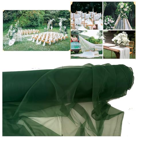 Tüllstoff Tüll Meterware 15M×160cm Durchsichtig Zart Tüllband Dekostoff Tüll Stoffe Netzstoff Hochzeit Vorhang Hochzeitsbogen Freihanddeko Zeremonie Party Deko Kleid Crafts GeschenkDunkelgrün von Yurosiay