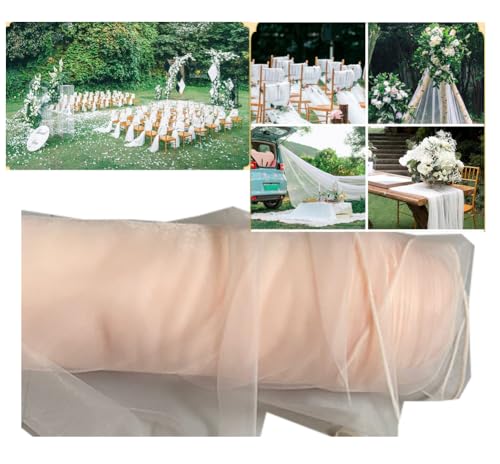 Tüllstoff Tüll Meterware 15M×160cm Durchsichtig Zart Tüllband Dekostoff Tüll Stoffe Netzstoff Hochzeit Vorhang Hochzeitsbogen Freihanddeko Zeremonie Party Deko Kleid Crafts GeschenkHell Champagner von Yurosiay