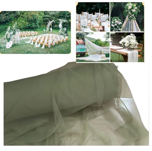 Tüllstoff Tüll Meterware 15M×160cm Durchsichtig Zart Tüllband Dekostoff Tüll Stoffe Netzstoff Hochzeit Vorhang Hochzeitsbogen Freihanddeko Zeremonie Party Deko Kleid Crafts GeschenkHellgrün von Yurosiay