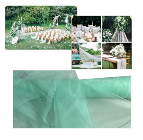 Tüllstoff Tüll Meterware 30M×160cm Durchsichtig Zart Tüllband Dekostoff Tüll Stoffe Netzstoff Hochzeit Vorhang Hochzeitsbogen Freihanddeko Zeremonie Party Deko Kleid Crafts GeschenkBlassgrün von Yurosiay