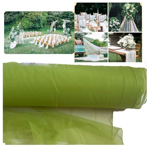 Tüllstoff Tüll Meterware 30M×160cm Durchsichtig Zart Tüllband Dekostoff Tüll Stoffe Netzstoff Hochzeit Vorhang Hochzeitsbogen Freihanddeko Zeremonie Party Deko Kleid Crafts GeschenkGrasgrün von Yurosiay