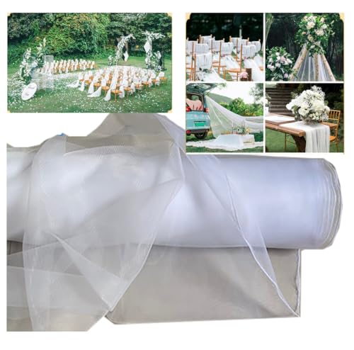 Tüllstoff Tüll Meterware 30M×160cm Durchsichtig Zart Tüllband Dekostoff Tüll Stoffe Netzstoff Hochzeit Vorhang Hochzeitsbogen Freihanddeko Zeremonie Party Deko Kleid Crafts GeschenkReines Weiß von Yurosiay