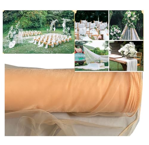 Tüllstoff Tüll Meterware 5M×160cm Durchsichtig Zart Tüllband Dekostoff Tüll Stoffe Netzstoff Hochzeit Vorhang Hochzeitsbogen Freihanddeko Zeremonie Party Deko Kleid Crafts GeschenkDunkler Champagner von Yurosiay