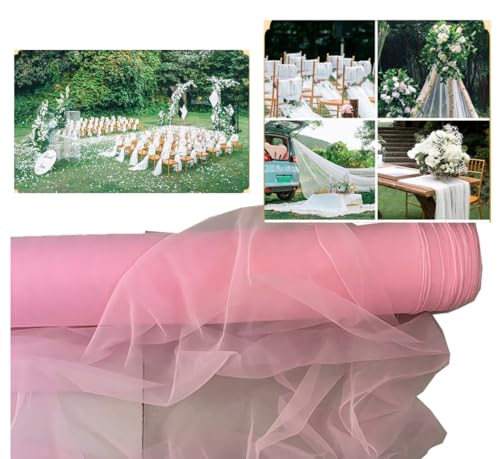 Tüllstoff Tüll Meterware 5M×160cm Durchsichtig Zart Tüllband Dekostoff Tüll Stoffe Netzstoff Hochzeit Vorhang Hochzeitsbogen Freihanddeko Zeremonie Party Deko Kleid Crafts GeschenkRosa von Yurosiay