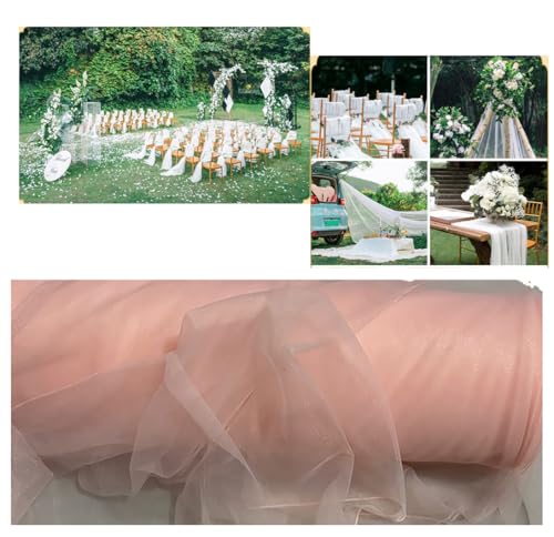 Tüllstoff Tüll Meterware 8M×160cm Durchsichtig Zart Tüllband Dekostoff Tüll Stoffe Netzstoff Hochzeit Vorhang Hochzeitsbogen Freihanddeko Zeremonie Party Deko Kleid Crafts GeschenkHelles Rosa von Yurosiay