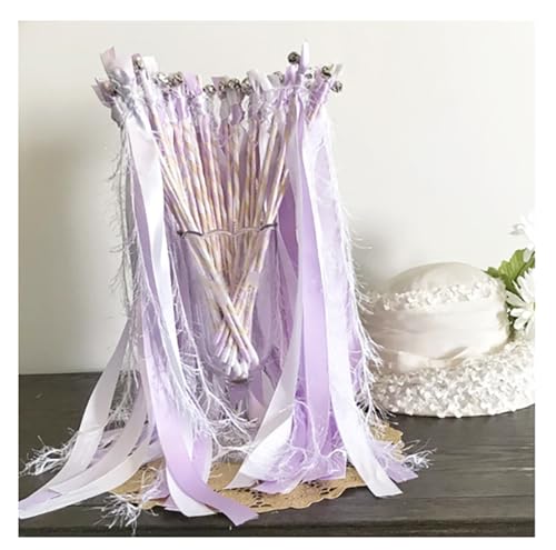 Yurosiay 10 Stück Wedding Wands mit Glittzer Dekoband Fee Stick Zauberstäbe Glocken Luftschlangen Seide Band Feenstab Seidenfee Stab für Hochzeit Babypartys Geburtstag Party Lila 30 Stück Yurosiay 10 Stück Wedding Wands mit Glittzer Dekoband Fee Stick Zauberstäbe Glocken Luftschlangen Seide Band Feenstab Seidenfee Stab für Hochzeit Babypartys Geburtstag Party Lila 30 Stück von Yurosiay
