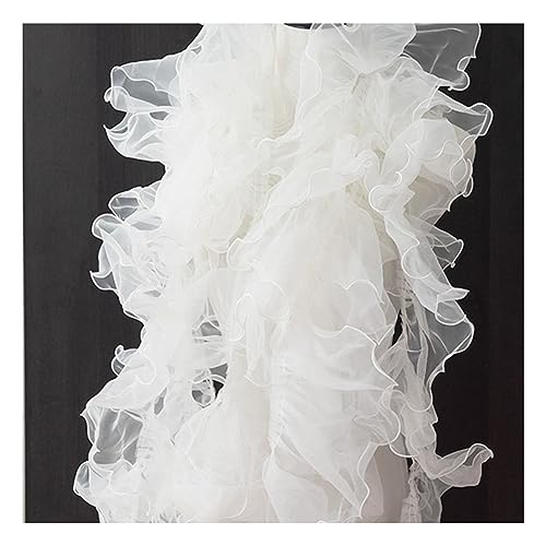 Yurosiay 10 Yard Plissee Spitzenborte Organza 11cm Breite Rüschenbesatz Bunt Durchscheinende Oganza Rüschenband Plissiert Rüschen Spitzenband Tüll Rüschenborte Spitzenbesatz Zum Nähen Weiße von Yurosiay