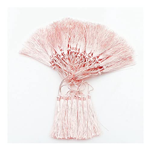 Yurosiay 100 Stück 13cm Seide Quaste Handgefertigte Quasten Anhänger Quasten Basteln Lesezeichen Quasten Mini Tassel mit Kordel Schlaufen für Schmuckherstellung DIY Bastelzubehör HellPink von Yurosiay