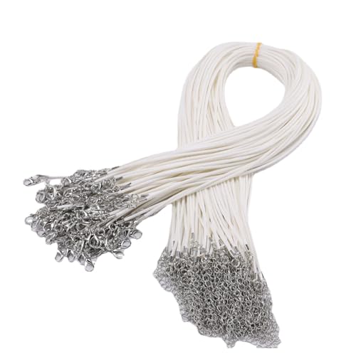 Yurosiay 100 Stück Gewachst Halskette Schnur Ketten zum Basteln 2mm Lederband Kette Mit Verschluss Hummer Schließe Und Verlängerungskette Seil zum DIY Schmuckherstellung von Yurosiay