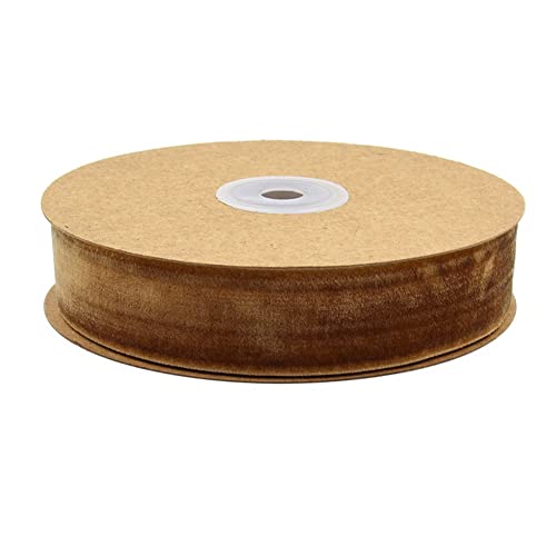 Yurosiay 10m/Rolle Samtband Einseitiges Keine Elastizität Samt Dekoband Vintage Samt schleifenband Geschenkband Zierband stoffband Samt für Nähen DIY Deko Geschenkpaket 25mm Khaki von Yurosiay