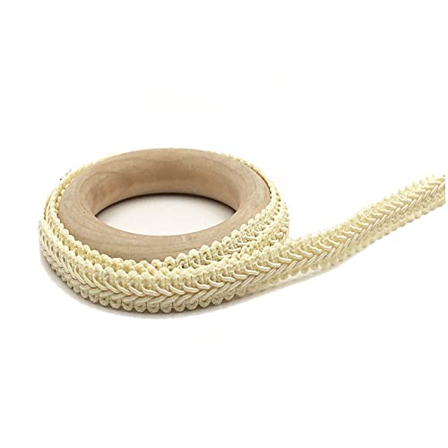 Yurosiay 10m×1.2cm Posamentenborte Bunt Handgemachte Geflochtene Borten Vintage Gewebte Drehkordel Borte Geflochtenes Spitzenband Geflochtene Bordüre Stoffborte zum Nähen Bsteln Beige von Yurosiay