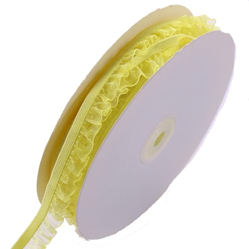Yurosiay 15 Yard Elastisch Chiffon Rüschenband 1.5cm Breite Oragnza Plissee Spitzenborte Stretch Organza Rüschenborte Plissee Spitzenband zum Nähen Spitzenbordüre für Geschenkbox Gelb Yurosiay 15 Yard Elastisch Chiffon Rüschenband 1.5cm Breite Oragnza Plissee Spitzenborte Stretch Organza Rüschenborte Plissee Spitzenband zum Nähen Spitzenbordüre für Geschenkbox Gelb von Yurosiay