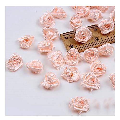 Yurosiay 150 Stück Mini Satin Rosen 15mm Mini Rosenköpfe Stoff Handmade Kleine Satin Rosen Bunt Ribbon Rosen Kunstrosen Deko Mini Rosen Basteln für Hause Hochzeit Dekor DIY Handwerk Champagner von Yurosiay