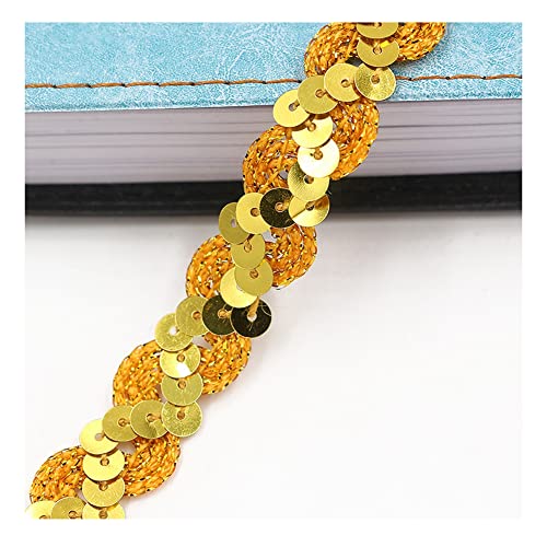 Yurosiay 15m×1.5cm Paillettenband Glänzende Geflochten Paillettenborte Wellig Dekoband Pailletten Zierband Bunt Paillettenband zum Aufnähen Paillettenbesatz für DIY Nähen Handwerk Gold 1# von Yurosiay