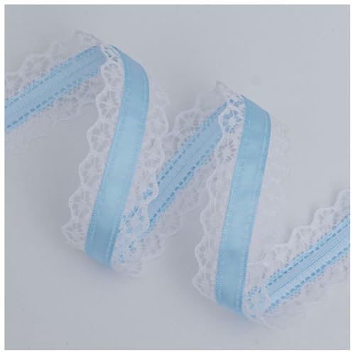 Yurosiay 2 Rollen Spitzenband, 3cm x 10m, Vintage-Spitzenband für Hochzeit, Blumen, Nähen, Floral, Party, Dekoration, Geschenkpapier Spitzenband Blau von Yurosiay