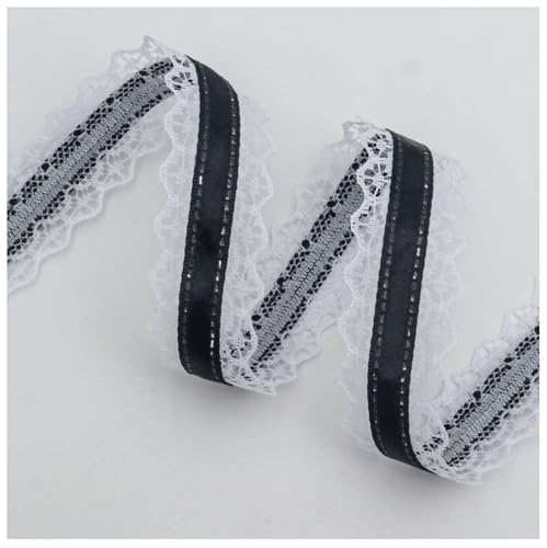 Yurosiay 2 Rollen Spitzenband, 3cm x 10m, Vintage-Spitzenband für Hochzeit, Blumen, Nähen, Floral, Party, Dekoration, Geschenkpapier Spitzenband Schwarz von Yurosiay