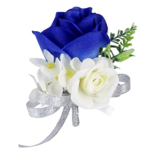 Yurosiay 2 Stück Blau Rose Boutonniere Hochzeit Künstliche Ansteckblume Bräutigam Handgemachte Rosen Boutonniere Braut Elegant Ansteckblume Hochzeit Boutonniere für Hochzeit Bankette von Yurosiay