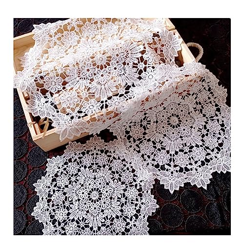 Yurosiay 2 Stück Weiße Spitzendeckchen Vintage Rund Spitze Untersetzer Handgemachte Häkeltischdecke Elegant Blumen Stickerei Tischset Runde Spitze Tischmatte Gehäkelte Tischdecke Eustoma 30cm von Yurosiay