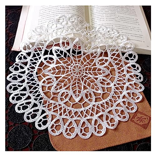 Yurosiay 2 Stück Weiße Spitzendeckchen Vintage Rund Spitze Untersetzer Handgemachte Häkeltischdecke Elegant Blumen Stickerei Tischset Runde Spitze Tischmatte Gehäkelte Tischdecke Kamelien 30cm von Yurosiay