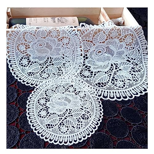 Yurosiay 2 Stück Weiße Spitzendeckchen Vintage Rund Spitze Untersetzer Handgemachte Häkeltischdecke Elegant Blumen Stickerei Tischset Runde Spitze Tischmatte Gehäkelte Tischdecke Rose 30cm von Yurosiay