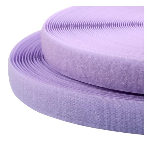 Yurosiay 25m/set 20mm Klettband zum Nähen Selbstklebend Bunte Hakenband und Flauschband Nylon Gewebe-Klebeband Klettband Beidseitig für DIY Nähen Kabelmanagement Mauve von Yurosiay