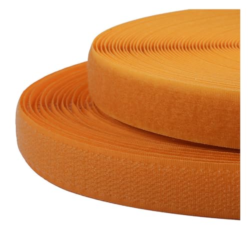 Yurosiay 25m/set 20mm Klettband zum Nähen Selbstklebend Bunte Hakenband und Flauschband Nylon Gewebe-Klebeband Klettband Beidseitig für DIY Nähen Kabelmanagement Orange1# von Yurosiay