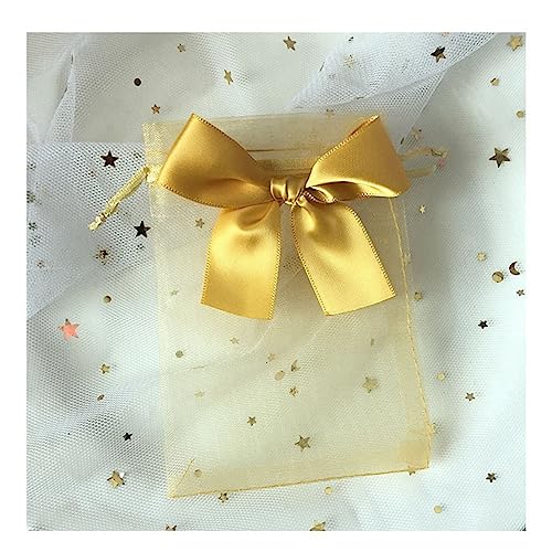 Yurosiay 30 Stück Organzasäckchen Bunt Organzabeutel Mit Satin Schleifen Organzasäckchen Mit Kordelzug Geschenksäckchen Organza Schmuckbeutel Organza Organzabeutel Hochzeit Gold 15×20cm von Yurosiay